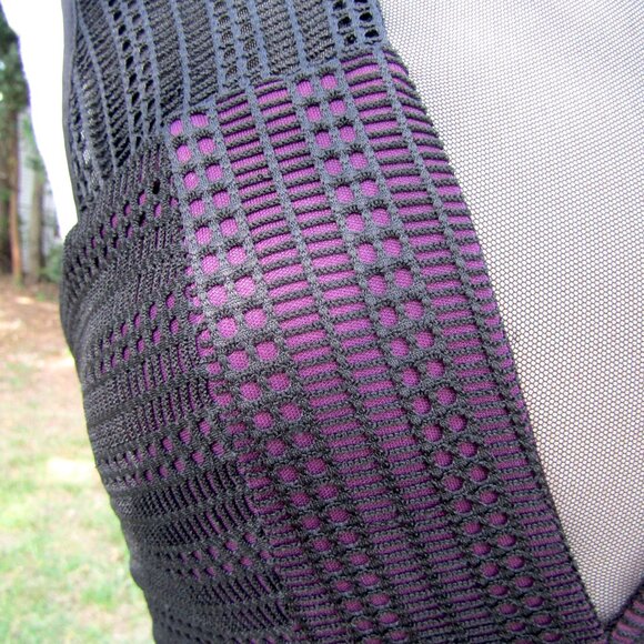 Guess Black Purple Dress Mesh Cocktail Size 2 - Picture 4 of 8